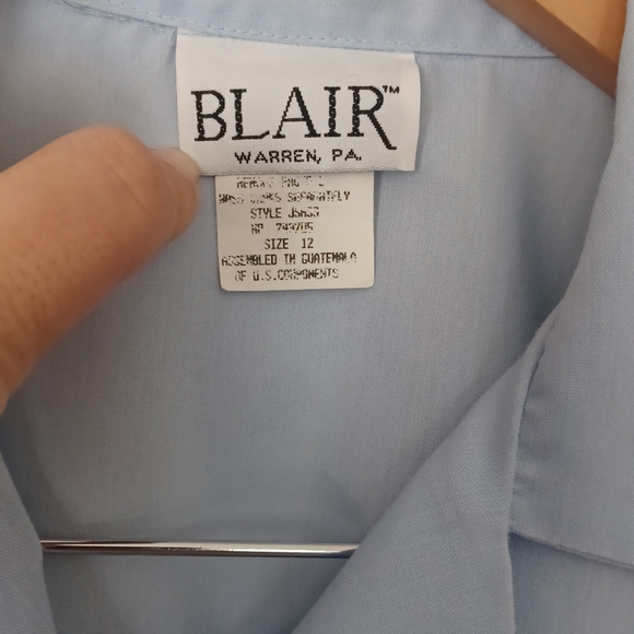 Blair Vintage Baby Blue Short Sleeve Top Women Size 12 - Picture 5 of 7
